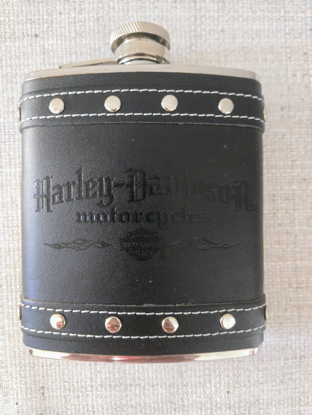 Harley-Davidson Black Leather Studded Flask